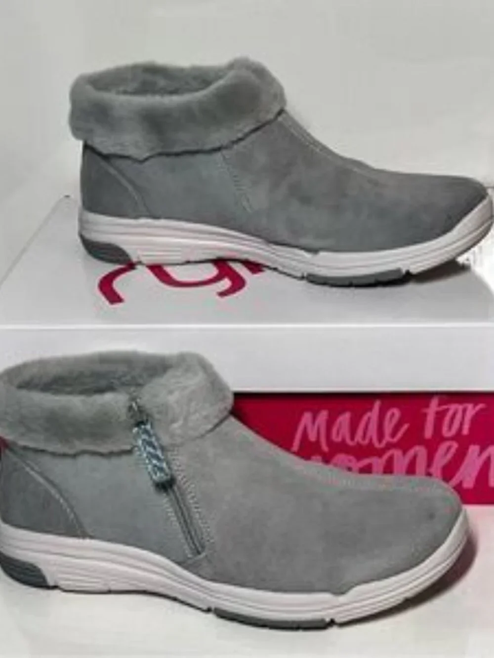 Ryka Water-Repellent Suede Faux Fur Anchorage Mid Ankle Boots